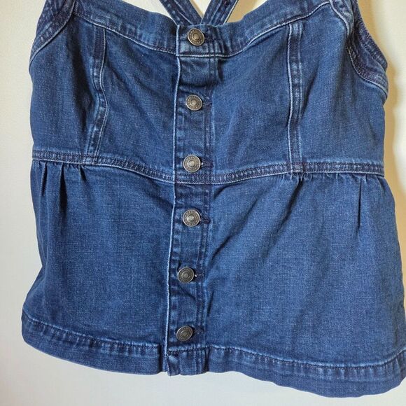 EUC AMERICAN EAGLE X BACK DENIM BUTTONED TANK TOP SIZE XL - Picture 7 of 13